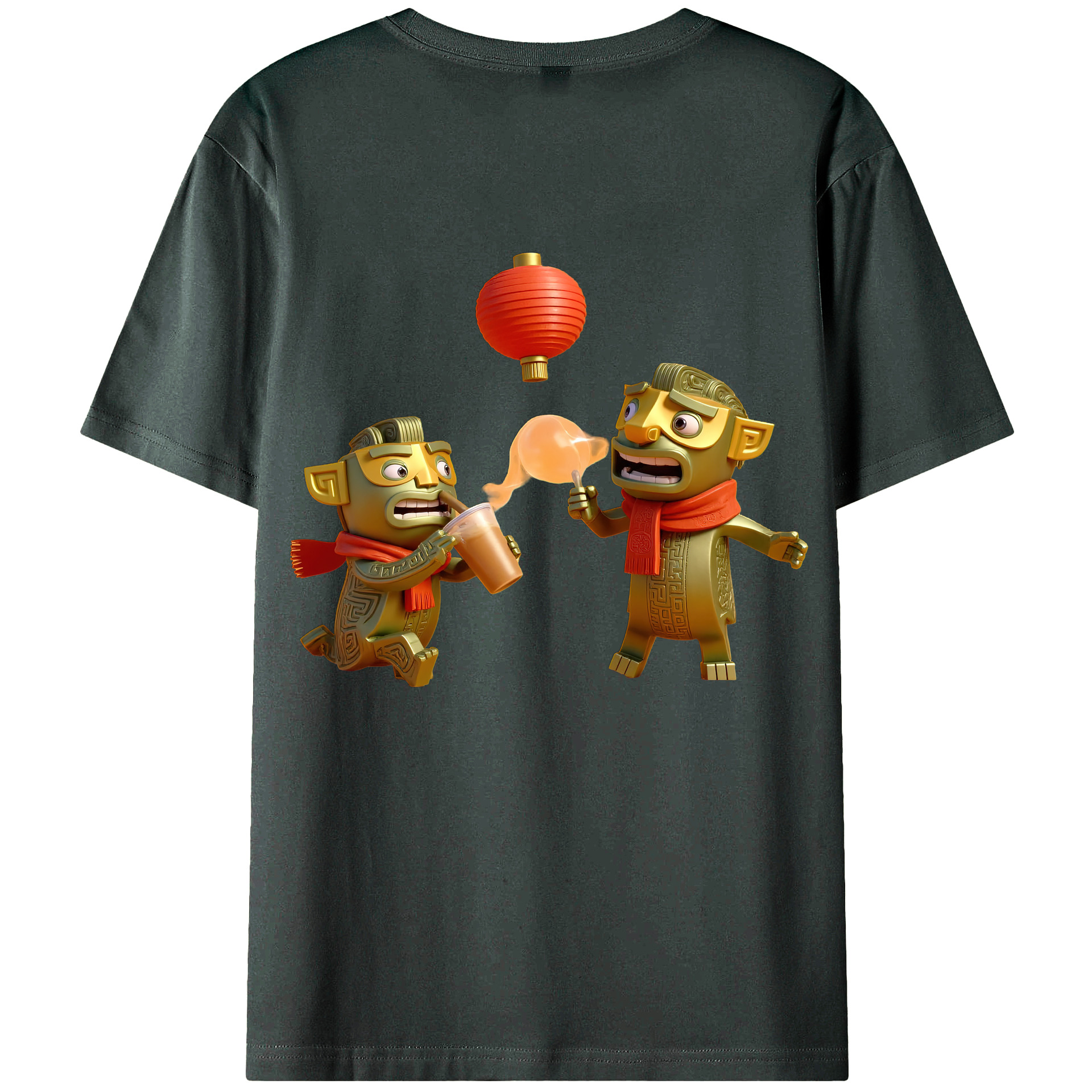 （画像用） Ne Zha 2 ナタ 魔童の大暴れ 綿100％ メンズ半袖Tシャツ（バックプリント） 通気性